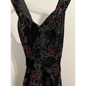 Vintage 90s Y2K Rampage Crushed Velvet Floral Textured Formal Dress Short Size 7